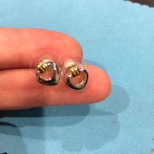 2 tone Fashion heart earrings